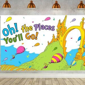 Oh The Places You’ll Go Backdrop For Birthday Parties or Bedroom Decor